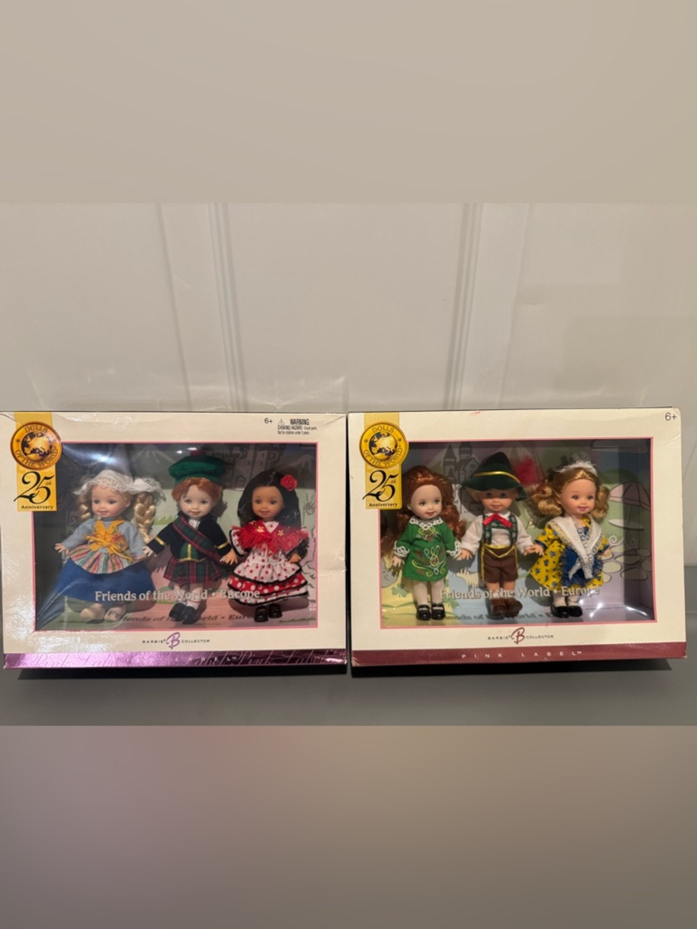 Lot of 3 “Friends of the World” Kelly Doll Sets, 2 in Pink Label Boxes, All NRFB